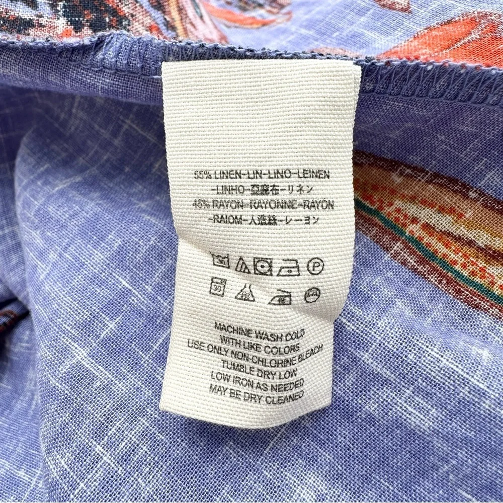 Free People Summer in Tulum Linen Blend Tunic Blue